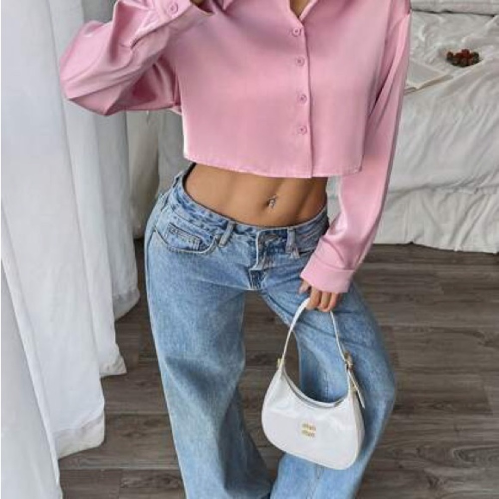 Wowlelis Crop Fuchsia Color Blouse - image 4